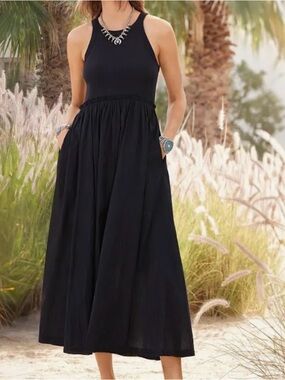 Sundance Black Sleeveless Tank Midi Dress